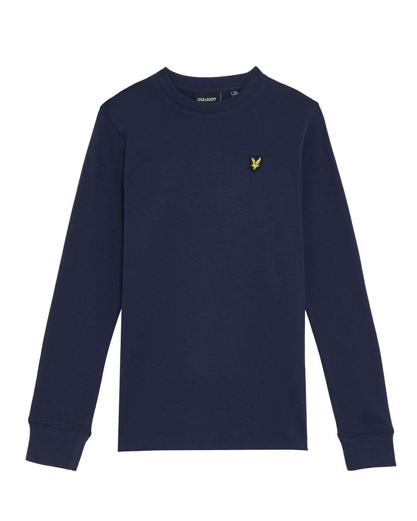 Lyle & Scott Children's Basic Long-Sleeved Shirt - 100% Cotton | Breathable, Z99 Navy, 140 cm/146 cm