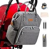 Mochila de pañales, Gran Capacidad Mochila de Cambio Bolsa para Pañales con Cambiador y 2 Correas de Cochecito, Mochila de viaje multifuncional para Mamá y Papá