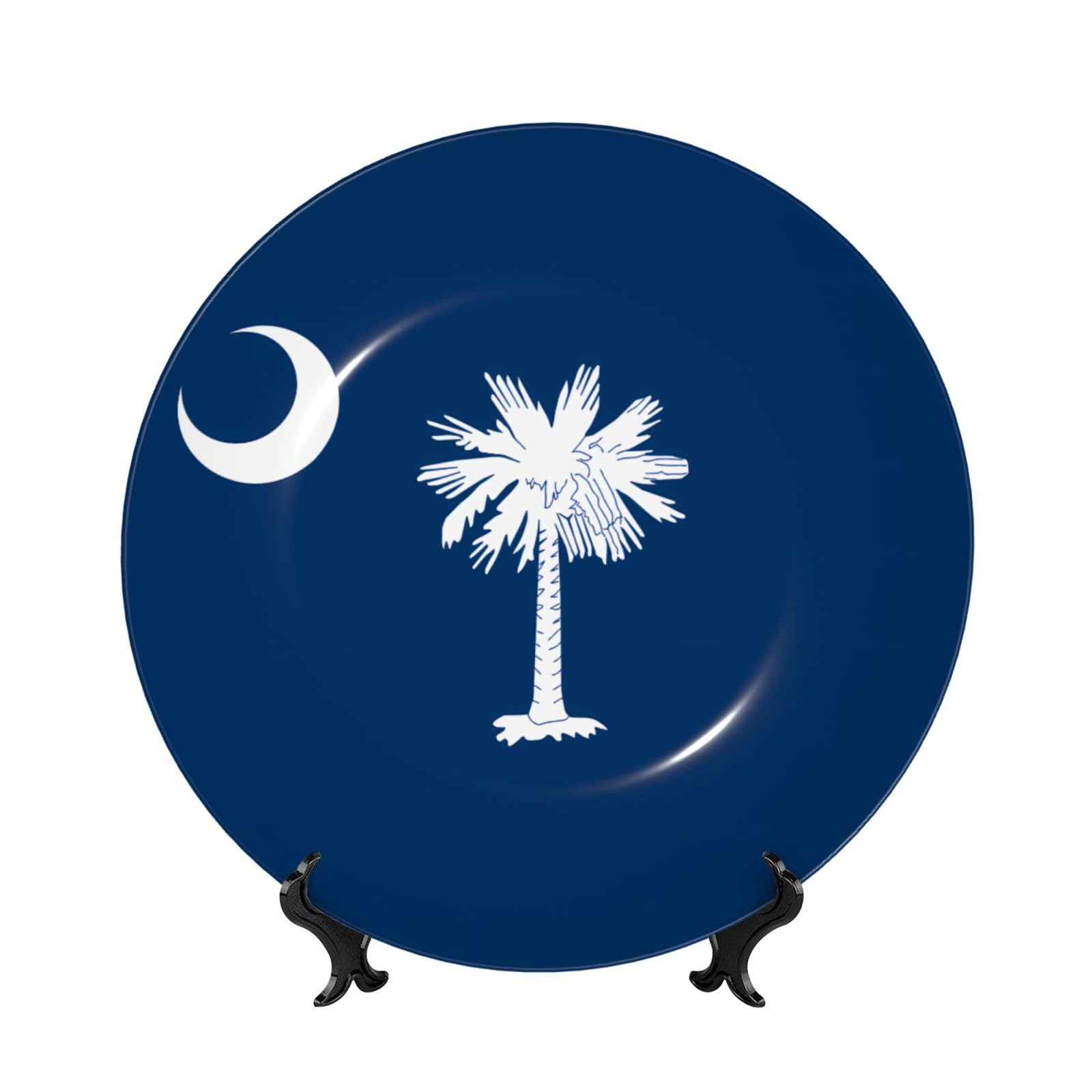 SXZVVBN South Carolina Flag Bone China Decorative Plate Art with Stand Removable Adhesive Hanging for Home Office 10in（25cm）