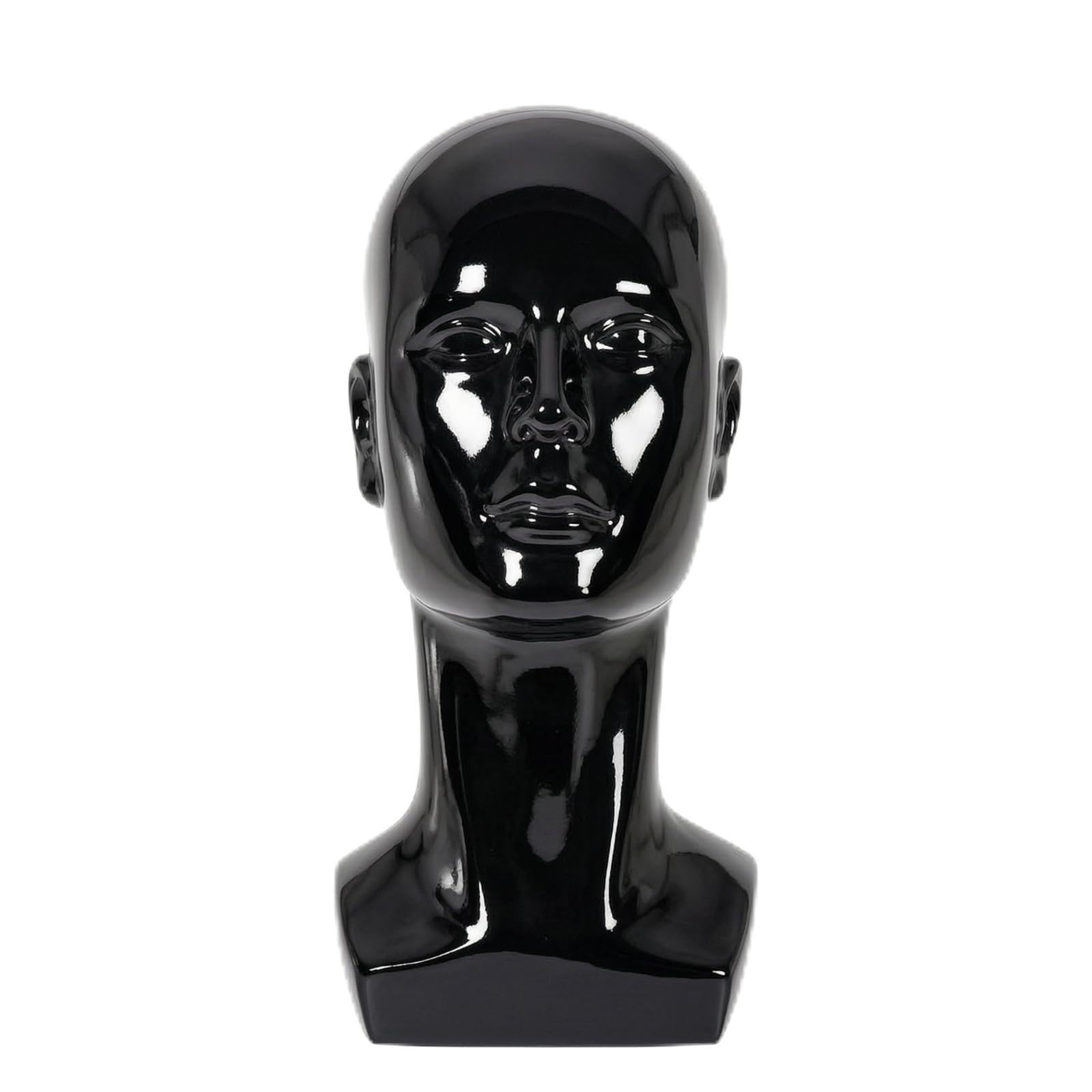 Testa di Manichino Maschile in PVC Neutro Testa Manichino Maschile Calva Realistico Busto Espositivo con Base Piatta per Costumi