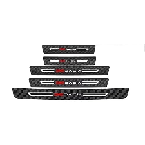 MINGFU 5 Piece Car Door Sill Protector Strips for Dacia Duster 2010-2013 2013-2017, Carbon Fiber Anti-Scratch Stickers Kick Plates Accessories