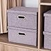 LUFOFOX Storage Box with Lids and Handles Natural Fabric Collapsible Storage Baskets for Closet Shelves Drawers (Gray,13X9.3X7.1 inch)