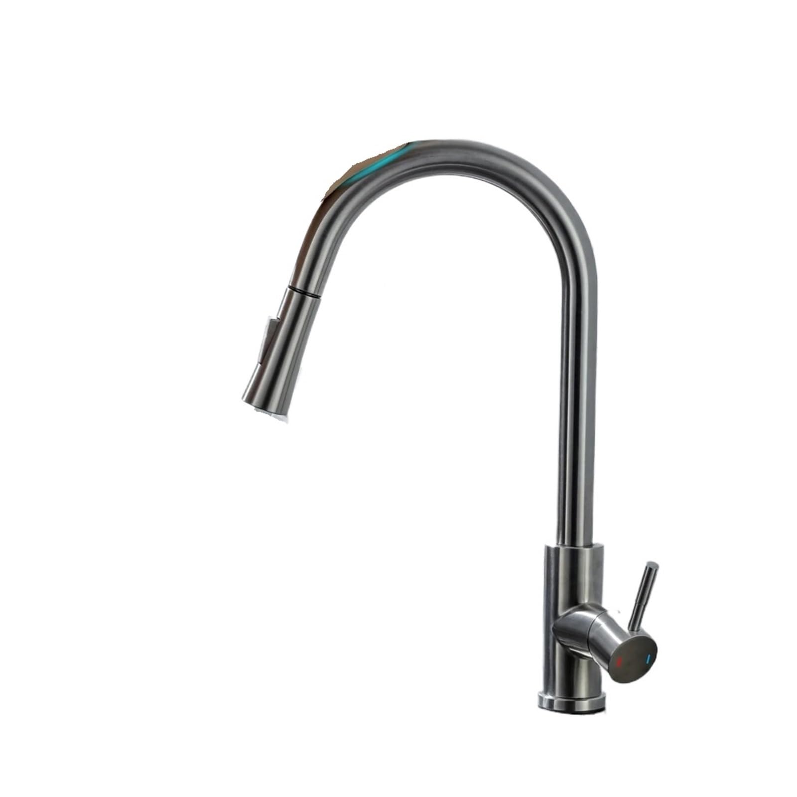FCXWEVR Brushed Nickel Pull-Down Kitchen Faucet with Black Sensor, Stainless Steel Mixer Tap, Touch Control for Sink, Modern Design (CF04044LB)