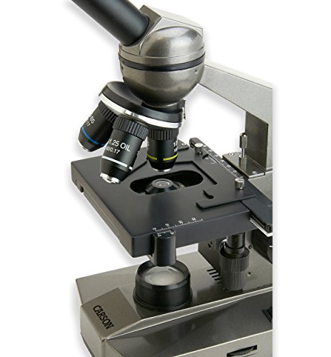 Microscópio Carson Biológico 100X-1000X com platina mecânica e adaptador para SmartPhone