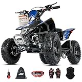 FRP Sahara 40 Mini Gas ATV, 40 CC 4-Stroke ATV For Kids with Front and Rear Disc Brake, Speed Control, Weight Support Up to 143 LBS, With Gloves, Goggle and Neck Gaiter (BLUE)