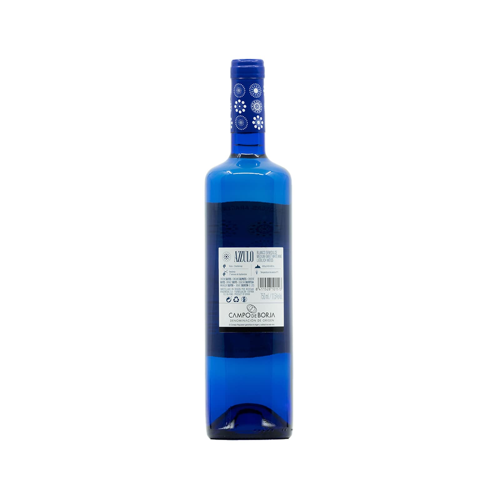 BODEGAS ARAGONESAS - AZZULO | Vino Blanco Semidulce Denominación de Origen Campo de Borja | Elaborado 50% Viura y 50% Chardonnay | Caja de 6 Botellas de 0,75L