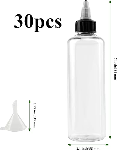 Miniatura 8 de 40 botellas de plástico de 2 onzas, botellas dispensadoras redondas con tapa superior giratoria para manualidades, cocina, hogar, transparente