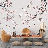 RW-4919 Creative Red Flowers Wall Decals Plum Blossom Black Tree Branches Wall Stickers DIY Removabl