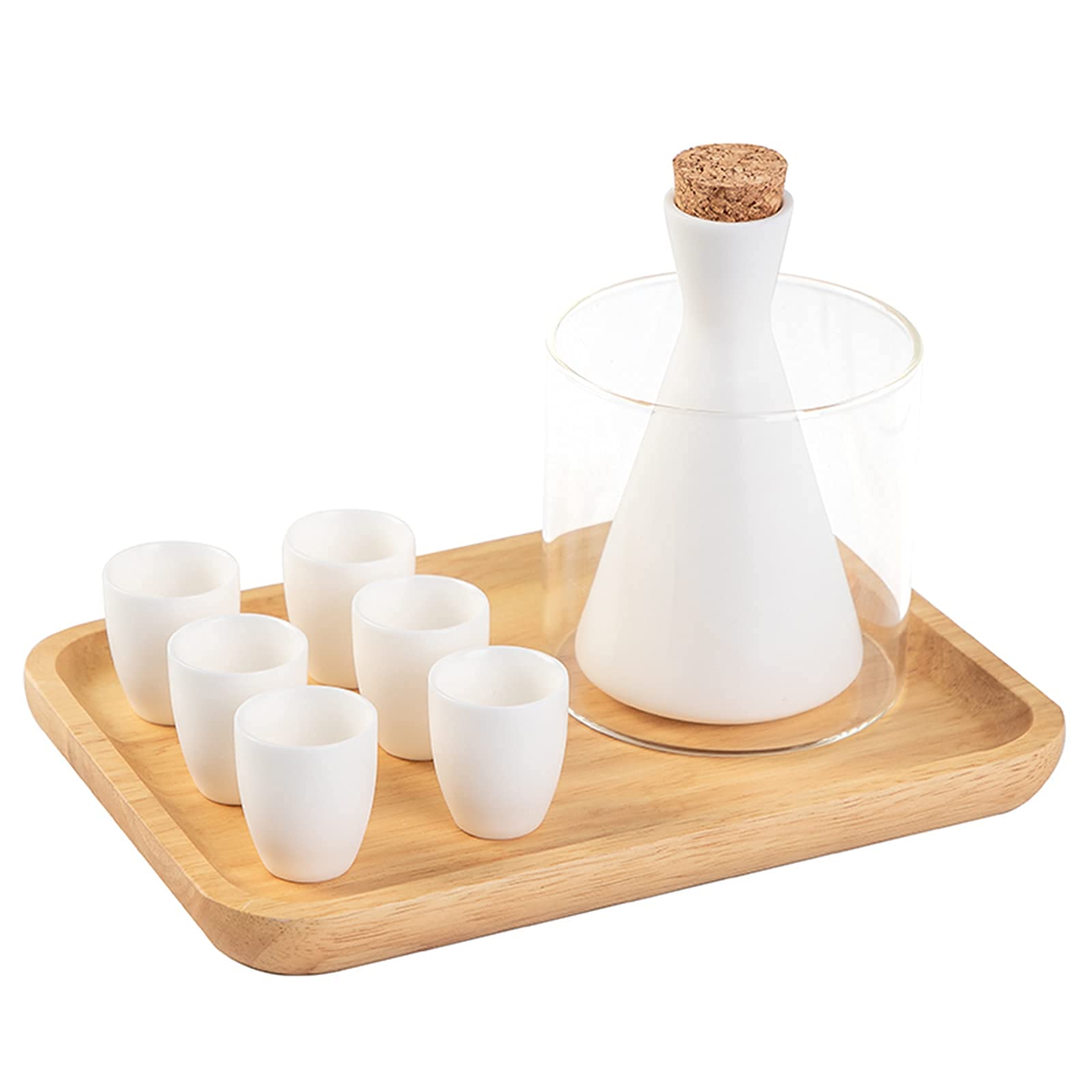 Juego de Sake japonés con Cuenco Calentador, Tazas y Bandeja para Sake, Jarra para Servir, Porcelana, artesanías de cerámica