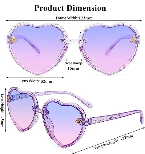 Kids Heart Sunglasses Heart Shaped Sunglasses Cute Kids Eyewear for Pool Beach Outdoor Age 3-10 Years3
