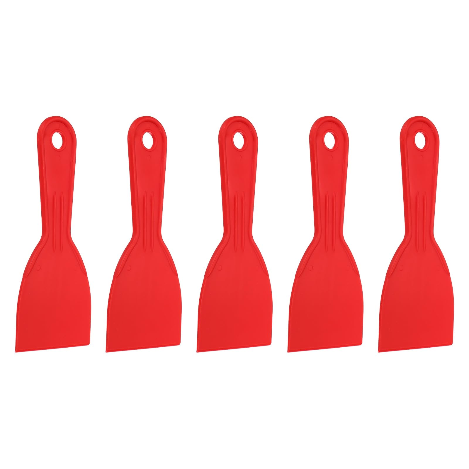 sourcing map 5pcs Putty Knife Scraper 3" Width Flexible Plastic Putty Knife Paint Scraper Tool for Taping Drywall Spreading Painting Wall Scratching Red