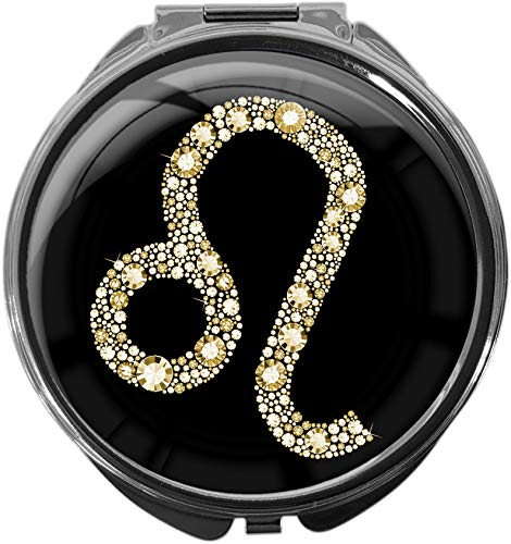 Preisvergleich Produktbild metALUm Pillendose mit Spiegel rund Metall 3 Fächer STERNZEICHEN LÖWE #1083