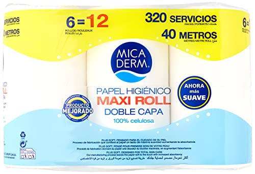 Marca Blanca - Micaderm Papel Higiénico Maxi Roll Doble Capa, 6 rollos