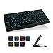 Produktbild Bluetooth Tastatur 7-farbigen Beleuchtung Ultradünne Kabellose Bluetooth-Tastatur wiederaufladbar Unterstützung von bis zu 3 Geräten,QWERTZ Funktastatur für PC Tablet IOS/MacOS, Android und Windows