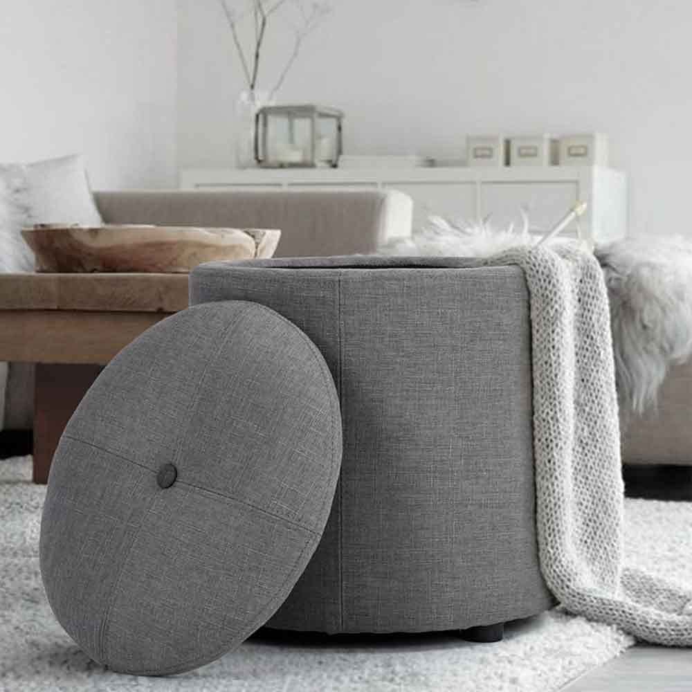Cassapanca Pouf Contenitore Velluto Grigio Cassapanca Contenitore