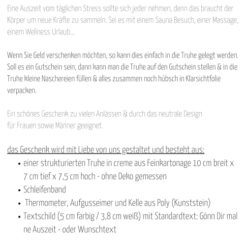 Geschenk Box Gönn Dir mal ne Auszeit für Geld Gutschein/Sauna Wellness Urlaub