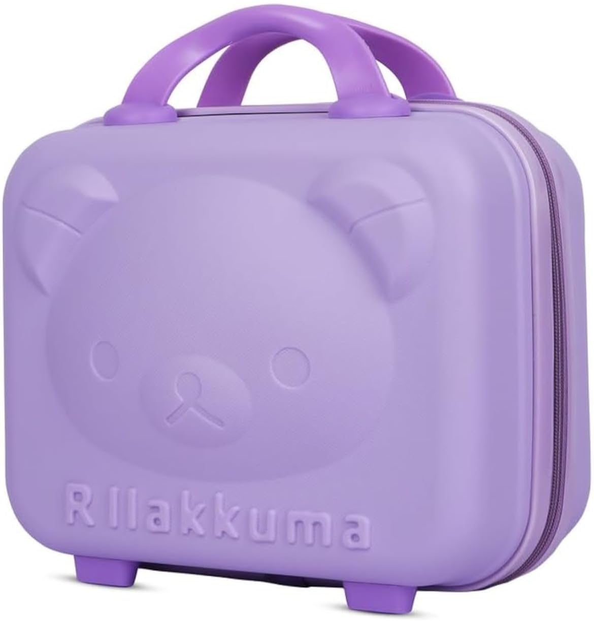 IMUU Cute Cartoon Bear Cosmetic Storage Box | Hard Shell Portable Makeup Organizer with Handle & Zipper Lock | Mini Suitcase Lightweight Password Lock | Travel Case for Women, Girl (Purple)-image-25