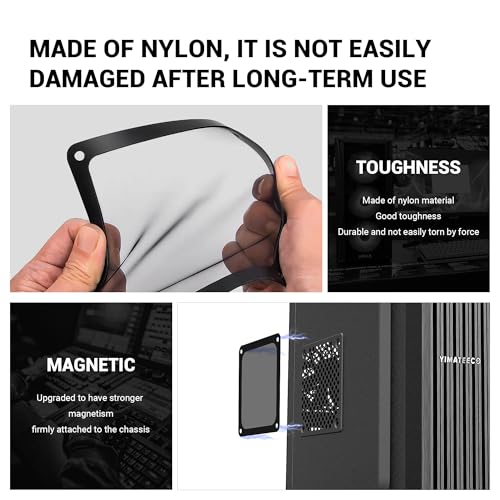 YIMATEECO 120mm Dust Filter PC for Computer Cooler/PSU/Routers Nylon 80 Mesh, Magnetic PC Fan Dust Cover Mesh Cooler Filter Dustproof Computer Fan Grills (Nylon, 120 * 120mm, 2pcs, Black) - Image 5