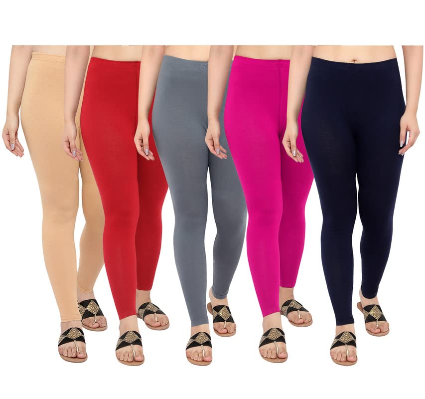 Image of NGT Cotton Lycra Ankle Length Leggings for Women Combo (Set of 6)
