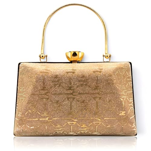 Image of SLARA Women's Evening Clutch Bag for Women, Glitter Pattern, Crystal Clasp Handbag, Perfect for Weddings, Parties, and Special Events