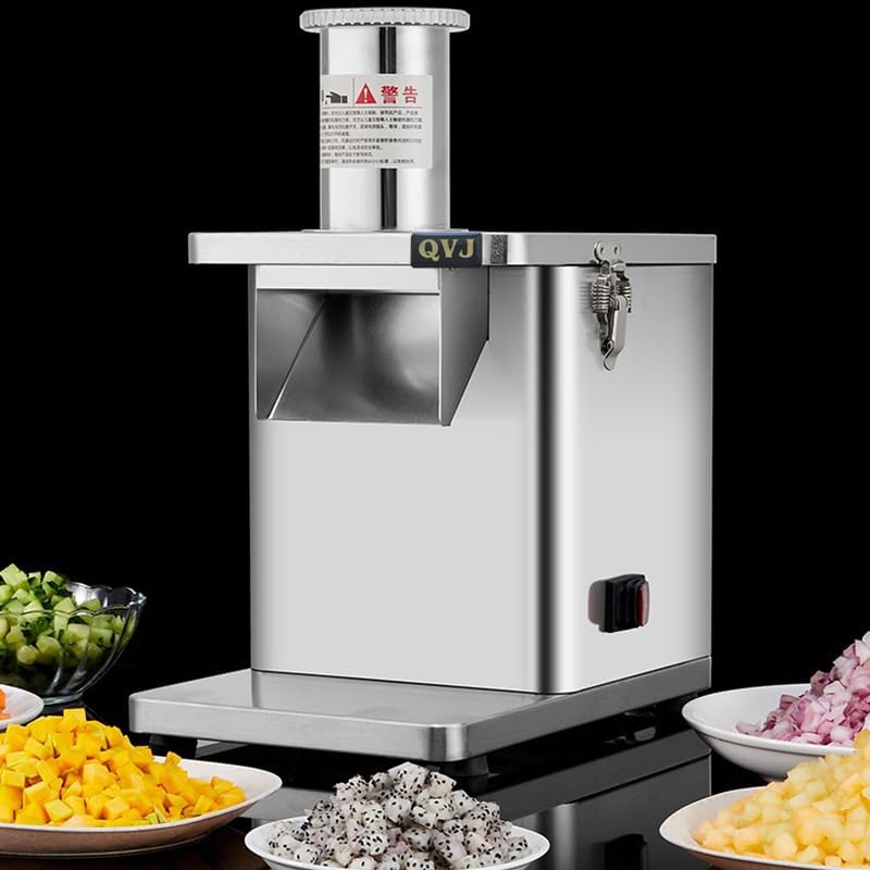 Commercial Electric Vegetable Cutter Fruit Slicer cucumber Pieces or Cube Cutting Stainless Steel Food Processor With 5 Net Ding Blades + Slice+ shred Blades