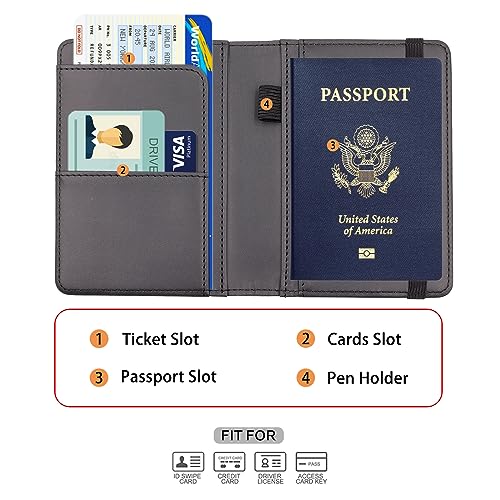 Image of Melsbrinna Premium Leather Passport Holder Covers Case, Waterproof Rfid Blocking Travel Wallet Passport Holder with Pen Holder, Cute Passport Book for Women /Men