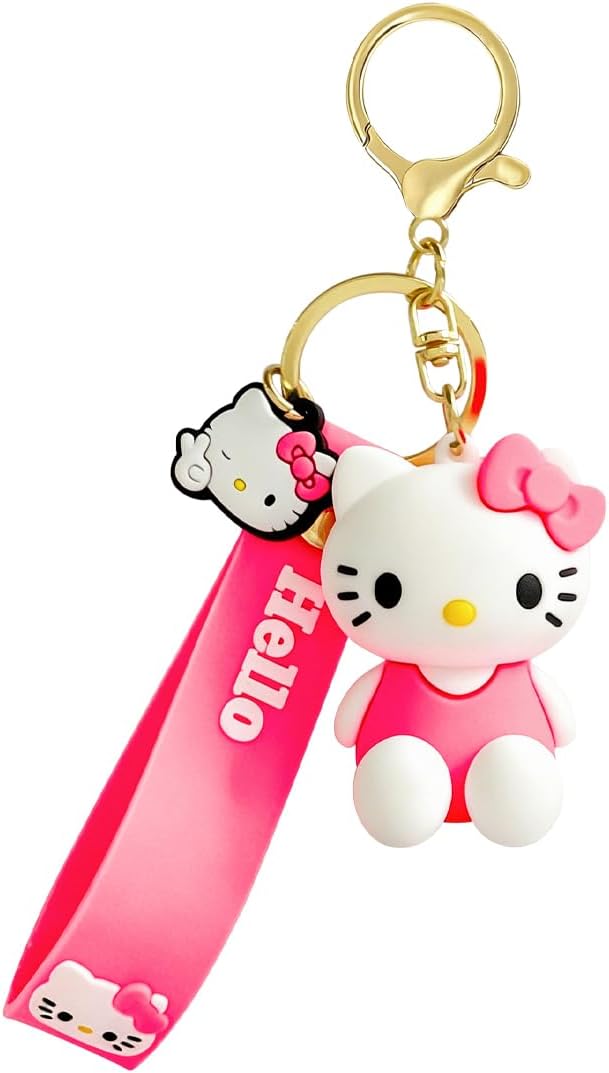 ACZHHZC Anime Cartoon Cute Cat Keychains, Kawaii Backpack Purse Keyring Accessories Gifts for Women