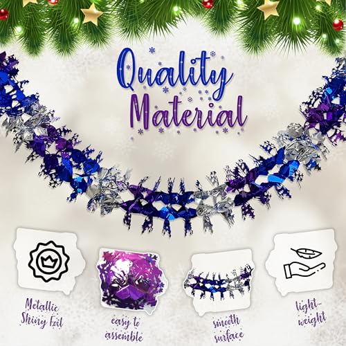 5Pcs Christmas Foil Hanging Decorations, 10M Total Foil Snowflake Christmas Garlands Wall Ceiling - Image 3