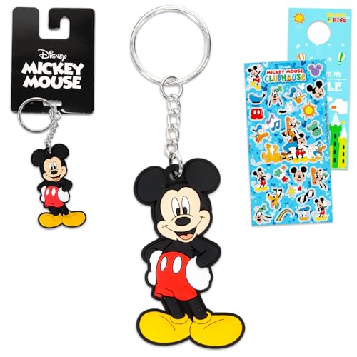 Disney Mickey Mouse Keychain Set - Keychain Bundle Featuring Mickey for Kids, Men, Women Plus Stickers and More | Mickey Party Favors Pack