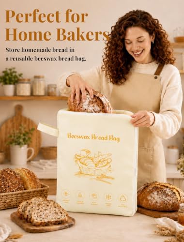 MERDTTES XL Beeswax Bread Bag, Reusable Sourdough Bread Storage Bag - 5