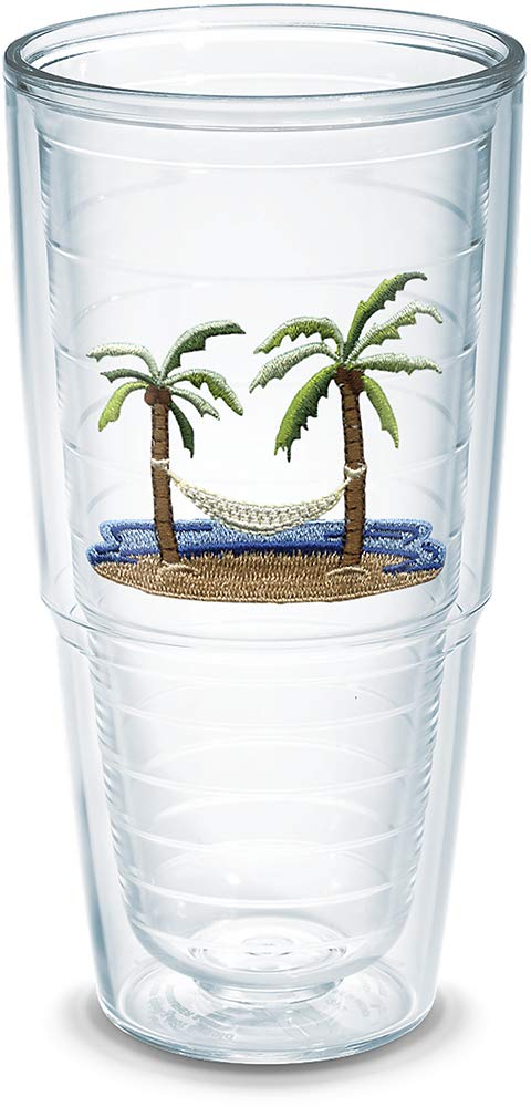 TervisPalm Tree & Hammock Scene Made in USA Double Walled Insulated Tumbler Cup Keeps Drinks Cold & Hot, 24oz, Unlidded