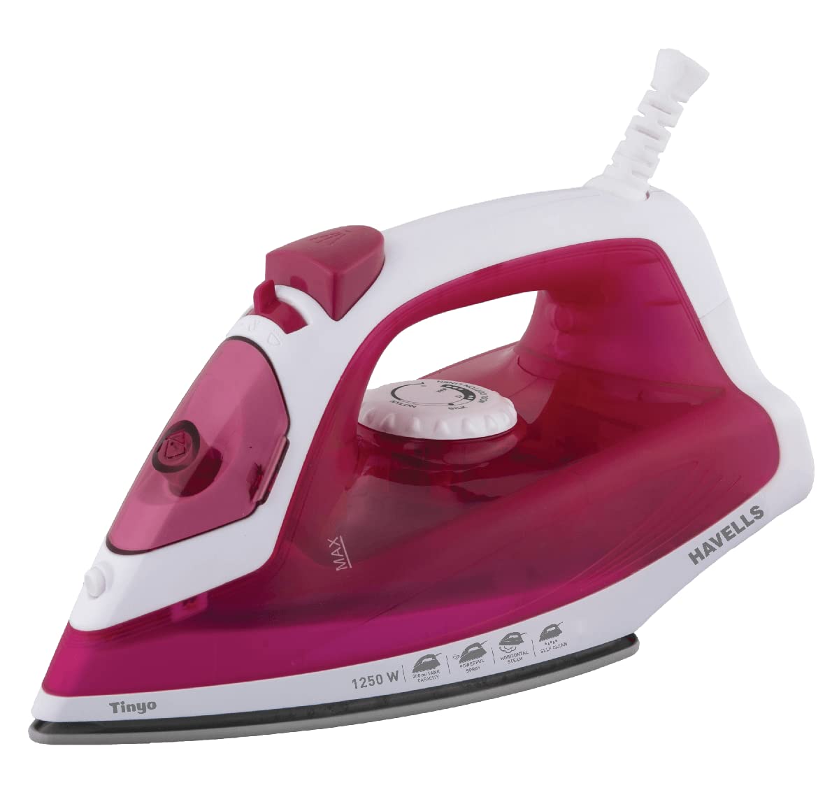 Havells ABS Tinyo 1250 Watt Steam Iron Press With Powerfull Steam Spay | Horizontal Steaming | Self Clean | 200Ml Tank Capacity | 2 Years Warranty (Pink), 1250 Watts (B0BQYXTWGX) Amazon Price History, Amazon Price Tracker