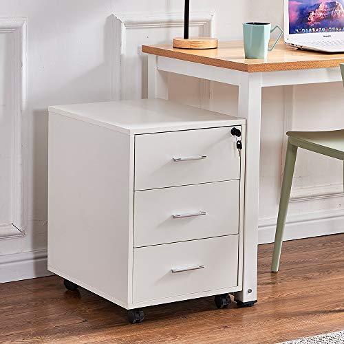 Armoire de classement mobile verrouillable avec 3 tiroirs de rangement pour bureau