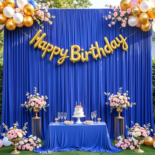 Image of 30x10ft Royal Blue Backdrop Curtain for Wedding Parties Wrinkle Free Fabric Royal Blue Drapes Backdrop Decoration for Baby Shower Birthday Photography Decoration 6 Panels, 5ft x 10ft