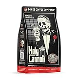 Bones Coffee Company Holy Cannoli, Baked Cannoli Flavored Coffee, Medium Roast Low Acid Arabica Beans Compatible with Auto drip and French Press Coffee Maker, 12 Oz Ground