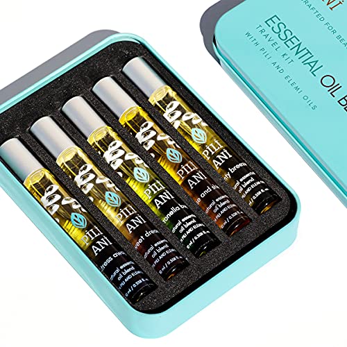 PILI ANI Essential Oil Blend Kit with Pure PILI Oils and Elemi Oils - Aromatherapy Gift Set, Natural Beauty Products, Fair-Trade, Cruelty-Free, 0.34 Ounce Bottles, Set of 5