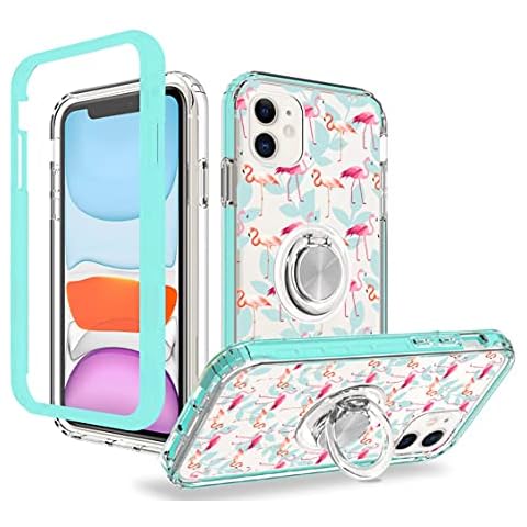 Flamingo Pattern Ring Holder Case with Stand Girls Women,TPU Protective Case for iPhone 11 Case 6.1 Inch (ip11 Mint) Cover