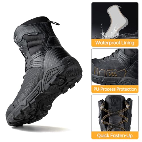 FREE SOLDIER Men's Military Tactical Boots Waterproof Hiking Work Boots Durable Combat Boots2