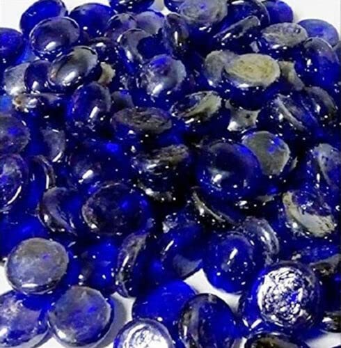 EliteKoopers 25Pcs Ink Blue Glass Pebbles Beads Button Vase Wedding Mosaic Decorative Garden
