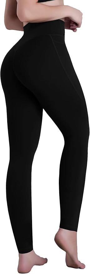 Leggings negros para mujer con tiro alto y bolsillos miniatura 5