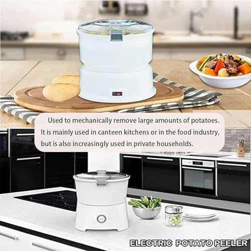 Elektrischer Kartoffelschäler, automatische Schälmaschine mit Sicherheitsverriegelung, One-Touch-Bedienung, kein Durcheinander für Apfel, Karotte und Obst (1 kg Kapazität)