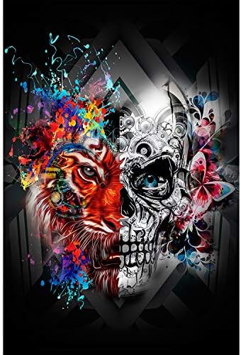 1000 Piece Jigsaw Puzzle for Adults - Tiger and Skull Puzzle - Wooden Puzzle - for Adults Teens Educational Toys Gifts(29.5x19.7 Inches)