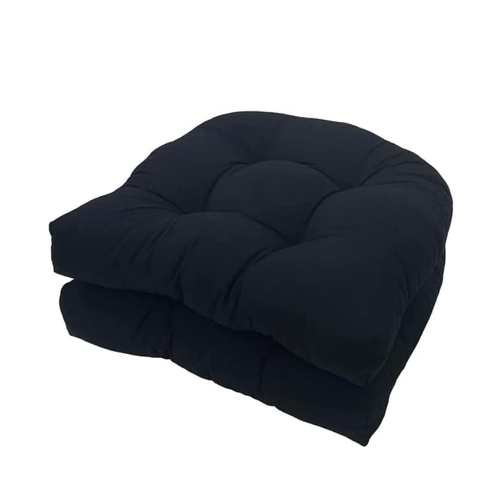 FYHTC Waterproof Chair Cushions Set of 2 48 * 48cm All Weather Patio Seat Cushions U-Shape,Thicken Universal Chair Pads for Outdoor Furniture Garden Indoor Dining Office Floor(Black)