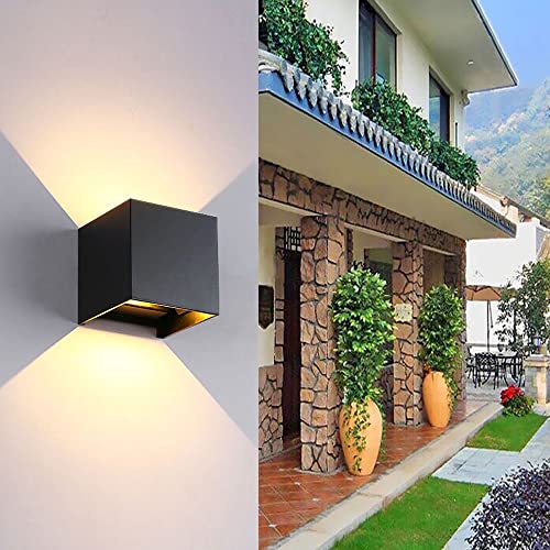 Aplique de pared exterior negro de aluminio con diseño de linterna cuadrada impermeable 3