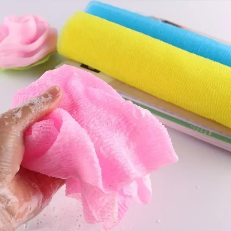 Esponja De Red Paño exfoliante de piel de belleza, toalla japonesa for baño corporal, Toalla de baño de nailon, toalla for pulir la piel, herramienta for frotar la espalda y el cuerpo(Blue)