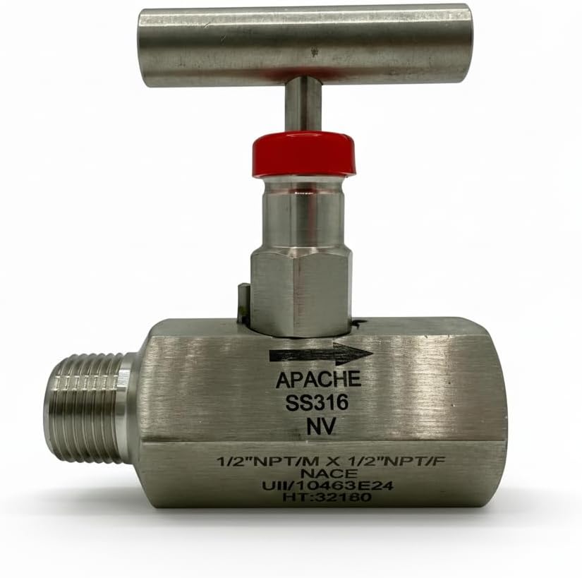 SS316 High Pressure Needle Valve, 10000 PSI, 1/2 NPT, NACE Compliant, Stainless Steel MXF