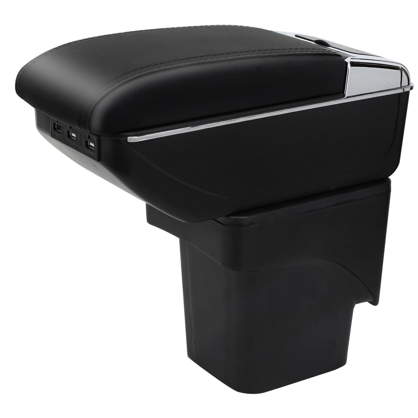 YJYWZH Armlehne für Ford Focus 2 Mk2 2005-2010 mit USB und Getränkehalter | 6 USB + 1 USB-C,Mittelarmlehne Mittelkonsole,Doppelstauraum,Verschiebbare Armauflage,PU-Leder,Schwarz