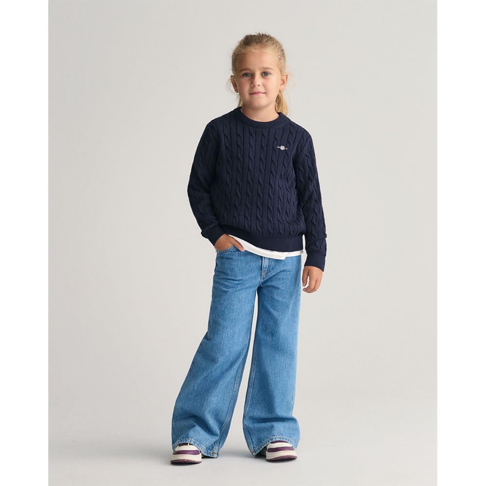 GANT Unisex Kinder Cotton Cable Shield Crew Pullover