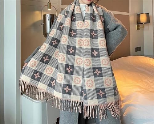 New Women's Fall Winter Pashmina Versatile Shawl Thickened Warm Scarf Suitable for Daily Use(Light Gray)2