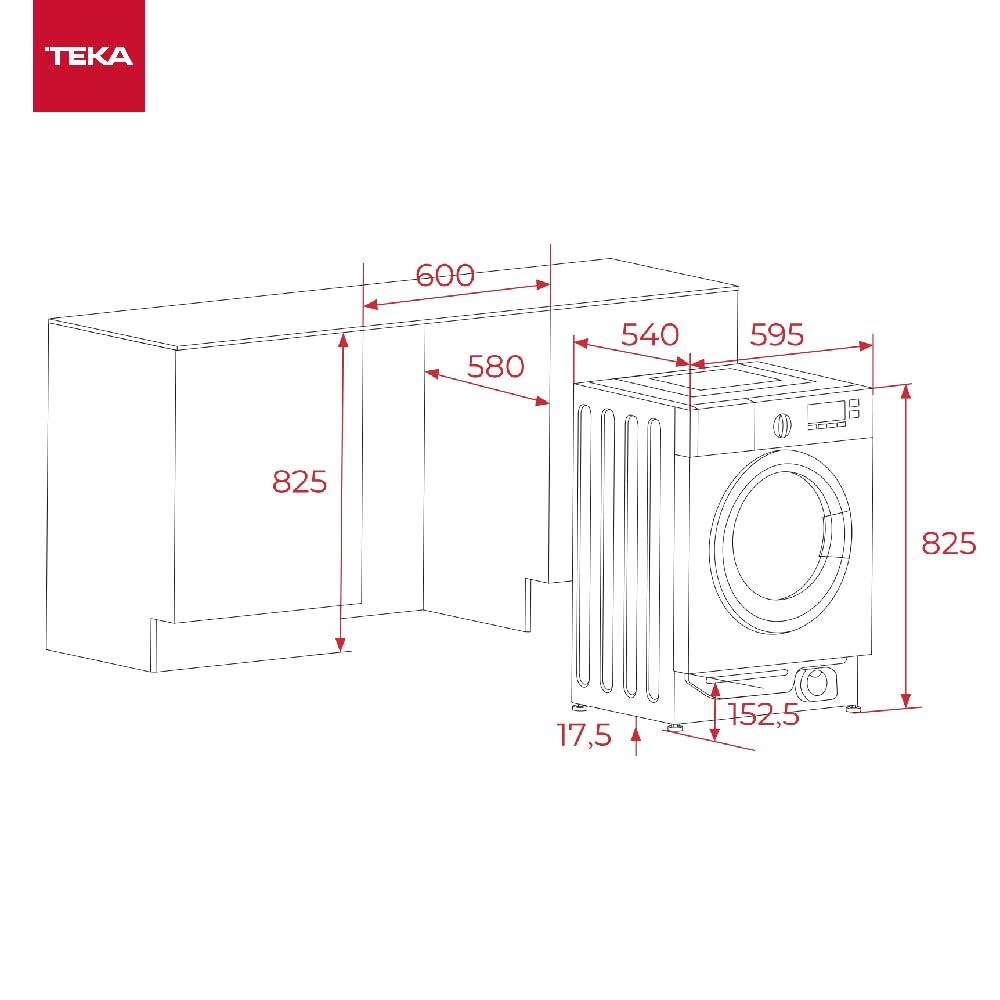TEKA LI6 1481 - Lavadora Integrable, Motor T-Inverter,16 Programas de Lavado, Panel de Control Digital, Capacidad 8 kg, Velocidad 1400 rpm, Programas Especiales, Función Lávado Rápido, Color Blanco